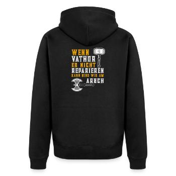 Wikinger Vatertag Vater Vathor Handwerker - Unisex Premium Bio Zip Hoodie - Schwarz - Hinten - Nico (187cm)