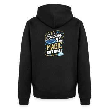 Funny coding gift for a programmer - Unisex Premium Organic Zip Hoodie - black - Back - Nico (187cm)