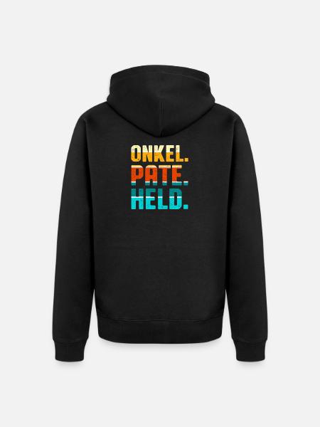 Onkel Pate Held - Unisex Premium Bio Zip Hoodie - Schwarz
