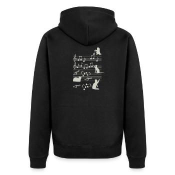 Katze Musik Note - Unisex Premium Bio Zip Hoodie - Schwarz - Hinten - Nico (187cm)