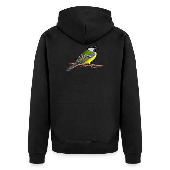 Garden Birds Blackbird Sparrow Blue Retro Birds - Unisex Premium Organic Zip Hoodie - black - Back - Nico (187cm)