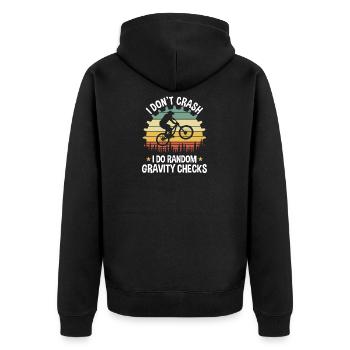 Mountainbiker I Don't Crash - Unisex Premium Bio Zip Hoodie - Schwarz - Hinten - Nico (187cm)