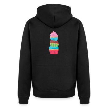 Food Cupcake Pile - Unisex Premium Organic Zip Hoodie - black - Back - Nico (187cm)