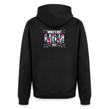 Mom - Unisex Premium Bio Zip Hoodie - Schwarz - Hinten - Nico (187cm)