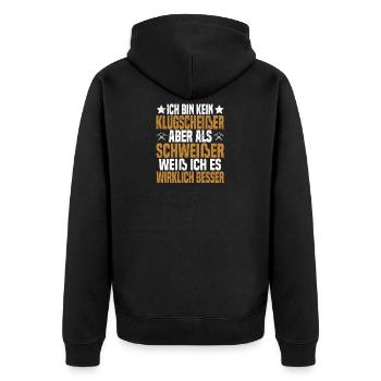 Schweißer Wig Metallbauer Welder Geschenk - Unisex Premium Bio Zip Hoodie - Schwarz - Hinten - Nico (187cm)