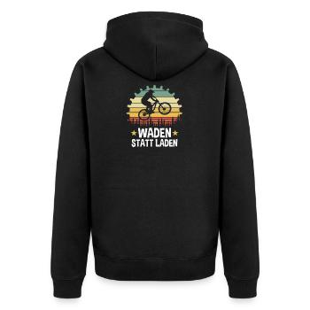 Radfahrer Waden Statt Laden - Unisex Premium Bio Zip Hoodie - Schwarz - Hinten - Nico (187cm)