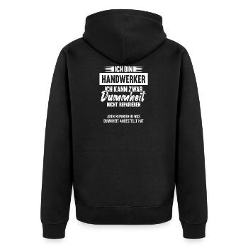 Handwerker Humor lustiger Spruch Geschenk - Unisex Premium Bio Zip Hoodie - Schwarz - Hinten - Nico (187cm)