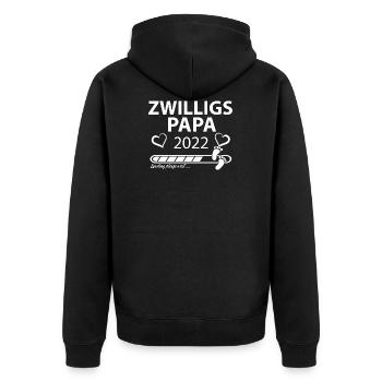 Zwillings Papa 2 loading Verkündigungsgeschenk - Unisex Premium Bio Zip Hoodie - Schwarz - Hinten - Nico (187cm)
