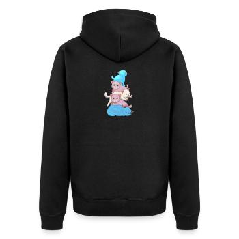 Katzen Rosa Orange Rot Transsexuell Stolz Flagge - Unisex Premium Bio Zip Hoodie - Schwarz - Hinten - Nico (187cm)