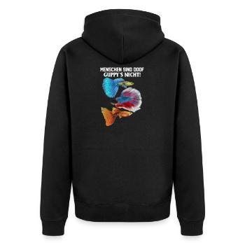 Menschen Aquarium Guppy - Unisex Premium Bio Zip Hoodie - Schwarz - Hinten - Nico (187cm)