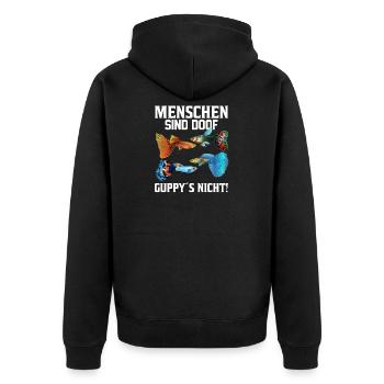 Menschen Fische Guppy Aquarium - Unisex Premium Bio Zip Hoodie - Schwarz - Hinten - Nico (187cm)
