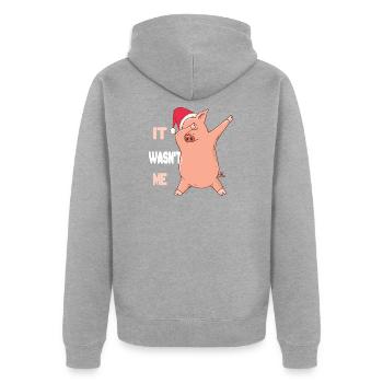 Cochon - It wasn’t me - Veste à capuche bio Premium Unisexe - gris chiné - Dos - Nico (187cm)