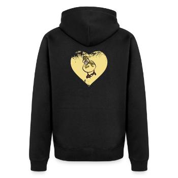 Ente Entchen Quak - Unisex Premium Bio Zip Hoodie - Schwarz - Hinten - Nico (187cm)