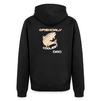 Fisch Fischer Bachforelle Forelle Papa Angler - Unisex Premium Bio Zip Hoodie - Schwarz - Hinten - Nico (187cm)