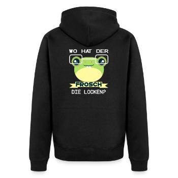 Frosch Frösche quak Kröte Lurch - Unisex Premium Bio Zip Hoodie - Schwarz - Hinten - Nico (187cm)
