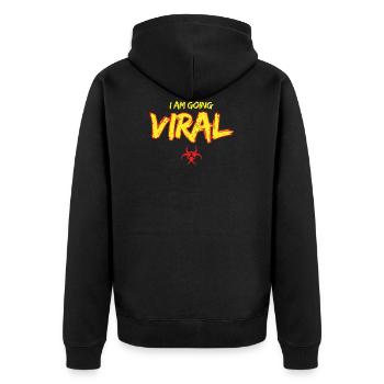 Symbole biohazard je vais virale - Veste à capuche bio Premium Unisexe - noir - Dos - Nico (187cm)