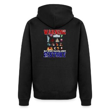 Geschichte Warnung Geschichtslehrer für Geschichts - Unisex Premium Bio Zip Hoodie - Schwarz - Hinten - Nico (187cm)