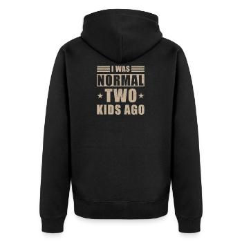 Maman drôle de sort deux enfants - Veste à capuche bio Premium Unisexe - noir - Dos - Nico (187cm)