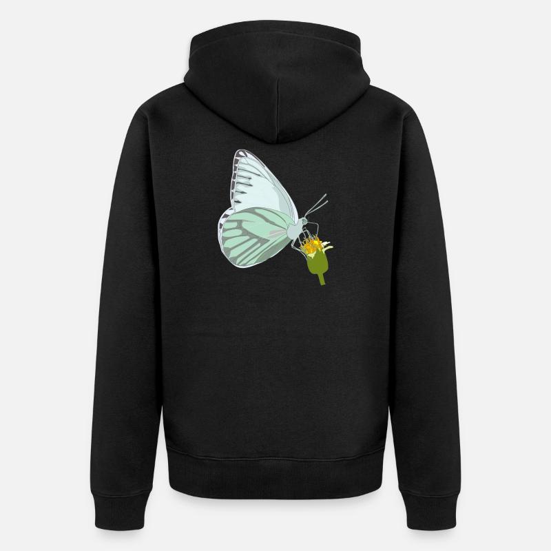 Papillon avec fleur - Veste à capuche bio Premium Unisexe - noir