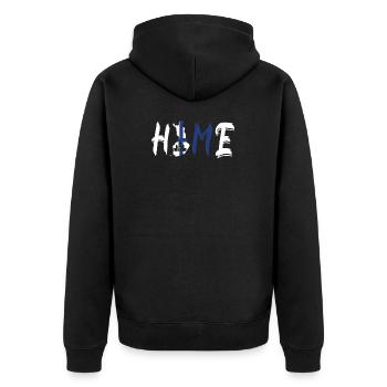 Finnland Home - Unisex Premium Bio Zip Hoodie - Schwarz - Hinten - Nico (187cm)