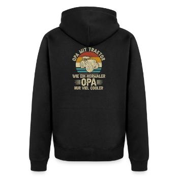 Opa mit Traktor Rentner Traktorfahrer Landwirt - Unisex Premium Bio Zip Hoodie - Schwarz - Hinten - Nico (187cm)