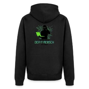 Tech Support Keine Angst der It Mensch - Unisex Premium Bio Zip Hoodie - Schwarz - Hinten - Nico (187cm)