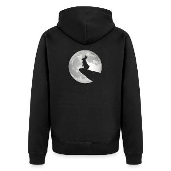 Beau lapin lapin Kanickel dans le cadeau de lumière de lune - Veste à capuche bio Premium Unisexe - noir - Dos - Nico (187cm)
