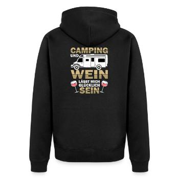 Camping Weinliebhaber Camper Wohnmobil Campen Wein - Unisex Premium Bio Zip Hoodie - Schwarz - Hinten - Nico (187cm)