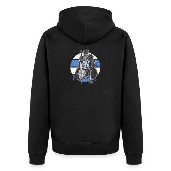 Knight Blue White Templar Order of Middle Ages Armor - Unisex Premium Organic Zip Hoodie - black - Back - Nico (187cm)
