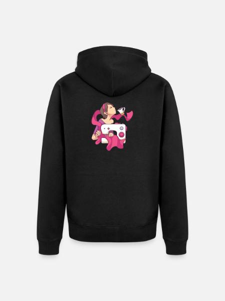Hobby Tea Time Quilt - Unisex Premium Organic Zip Hoodie - black