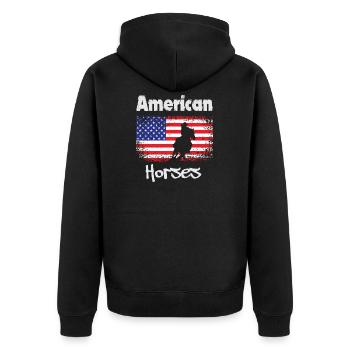 American horses, horse with flag of the USA - Unisex Premium Organic Zip Hoodie - black - Back - Nico (187cm)