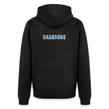Habedere - Unisex Premium Bio Zip Hoodie - Schwarz - Hinten - Nico (187cm)