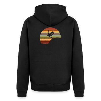 Parkour Retro - Unisex Premium Bio Zip Hoodie - Schwarz - Hinten - Nico (187cm)
