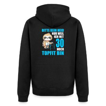 30. Geburtstag 30 Jahre Faultier Faultiere - Unisex Premium Bio Zip Hoodie - Schwarz - Hinten - Nico (187cm)