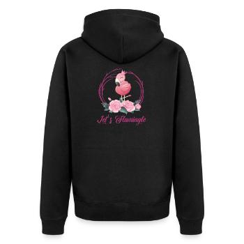 Let's Flamingle Lustiger Flamingo Frauen / Damen - Unisex Premium Bio Zip Hoodie - Schwarz - Hinten - Nico (187cm)