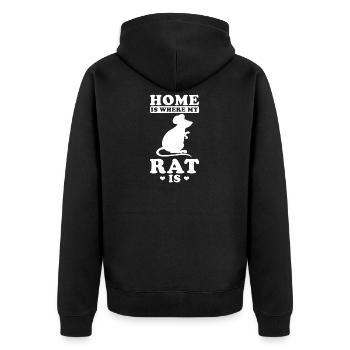 Ratte - Unisex Premium Bio Zip Hoodie - Schwarz - Hinten - Nico (187cm)