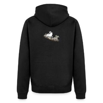 Geschenk Pferderennen Pferde Reiten Pferdesprüche - Unisex Premium Bio Zip Hoodie - Schwarz - Hinten - Nico (187cm)