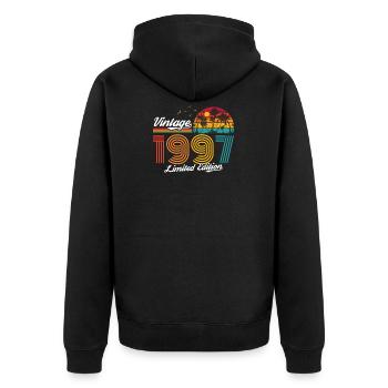 Vintage 1997 97 Birthday Retro Vintage Gift - Unisex Premium Organic Zip Hoodie - black - Back - Nico (187cm)