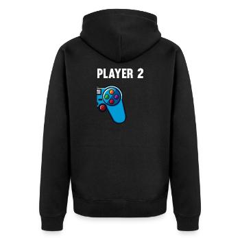 Gamer 1 2 Player Gaming Gaming Console Gift - Unisex Premium Organic Zip Hoodie - black - Back - Nico (187cm)