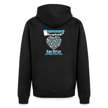 Veterinary assistant Funny veterinarian Stolzer Tierar - Unisex Premium Organic Zip Hoodie - black - Back - Nico (187cm)