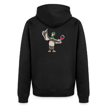 Sweet duck duck with red wine invites you to drink - Unisex Premium Organic Zip Hoodie - black - Back - Nico (187cm)