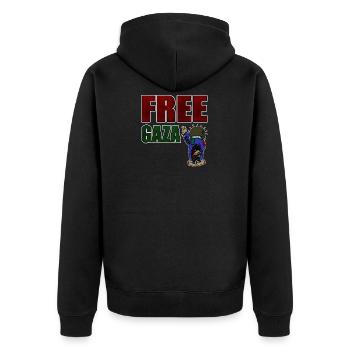 Free Gaza, Free Palestine, save Gaza, Palestina - Unisex Premium Bio Zip Hoodie - Schwarz - Hinten - Nico (187cm)