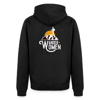 Wander Woman Wandern - Unisex Premium Bio Zip Hoodie - Schwarz - Hinten - Nico (187cm)