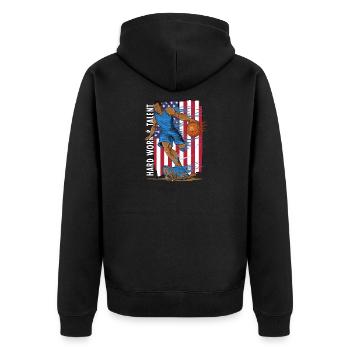 Hard Work and Talent Basketball Dribbling - Unisex Premium Organic Zip Hoodie - black - Back - Nico (187cm)