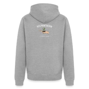 Heilpraktiker Heilpraktikerin Naturheilkunde - Unisex Premium Bio Zip Hoodie - Grau meliert - Hinten - Nico (187cm)