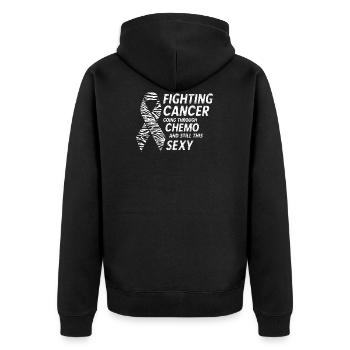 Bekämpfung von Krebs lustige Krebsbewusstsein - Unisex Premium Bio Zip Hoodie - Schwarz - Hinten - Nico (187cm)