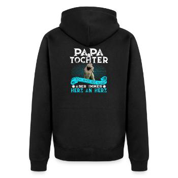 Papa Vater Sohn Tochter Mama Idee Geschenk Spruch - Unisex Premium Bio Zip Hoodie - Schwarz - Hinten - Nico (187cm)