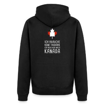 Ich Muss Gar Nix Ich Muss Nur Nach Kanada Canada - Unisex Premium Bio Zip Hoodie - Schwarz - Hinten - Nico (187cm)
