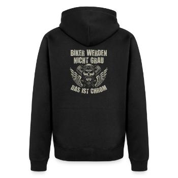 Biker Werden Nicht Grau Das Ist Chrom - Unisex Premium Bio Zip Hoodie - Schwarz - Hinten - Nico (187cm)