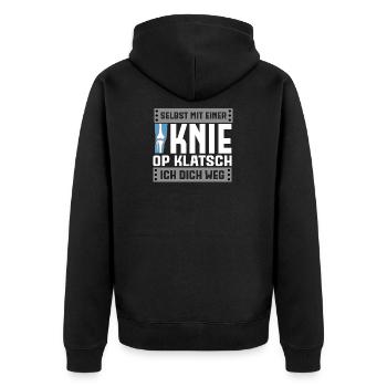 Knieersetzung - Selbst Mit Einer Knie Op - Unisex Premium Bio Zip Hoodie - Schwarz - Hinten - Nico (187cm)